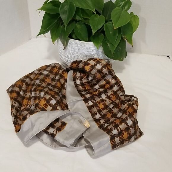 GLENTEX 100% SILK Scarf made in Japan Rectangles + vintage wool dress medium - Picture 4 of 13